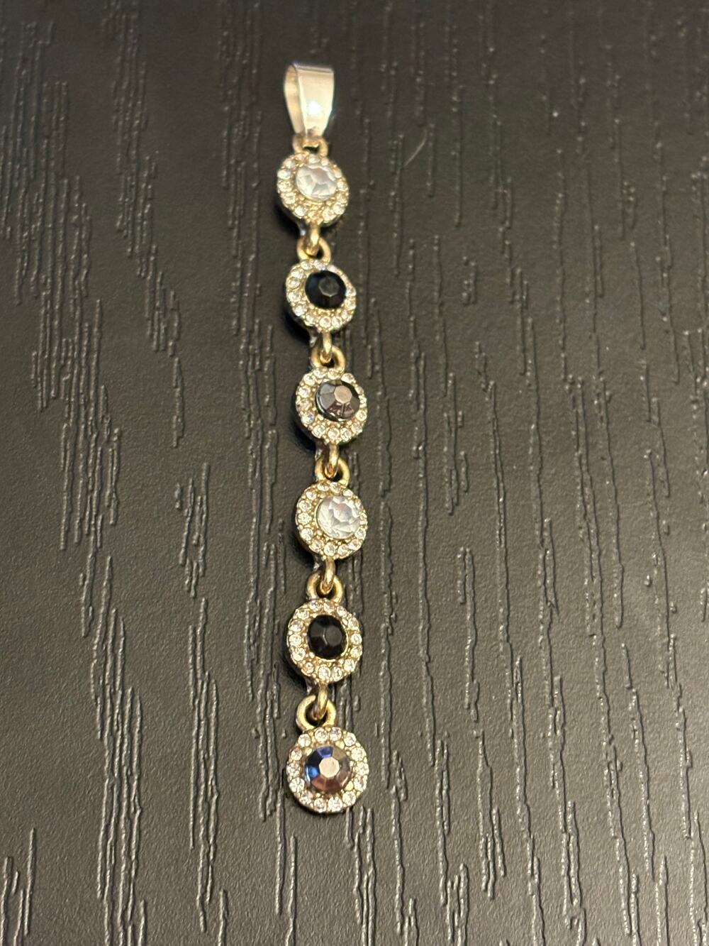 Rhinestone Drop Pendant, Long Linear Crystal Charm